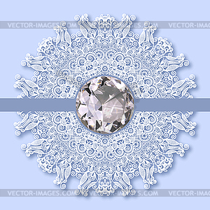 Christmas snowflake decoration with diamond jewel - stock vector clipart