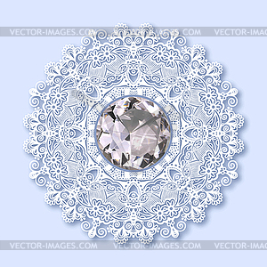 Christmas snowflake decoration with diamond jewel - vector image