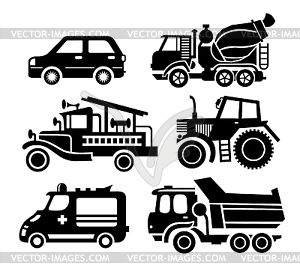 Car icon, black transportation set - vector clipart