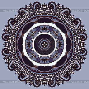 Circle lace ornament, round ornamental geometric - color vector clipart