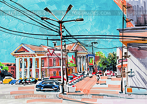 Marker painting of cityscape - vector clipart / vector image