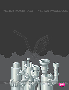 Industrial metal pipe stack design, theme of - vector clipart