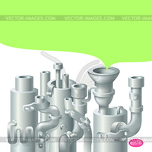 Industrial metal pipe stack design, theme of - vector clip art