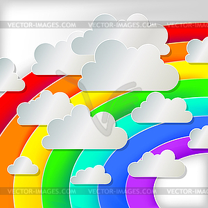 White paper cloud on rainbow background, - vector clipart / vector image