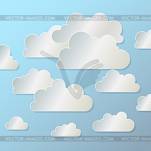 White paper cloud on blue background, - vector clip art