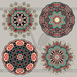 Circle ornament, ornamental round lace collection - vector image