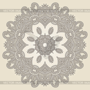 Circle lace ornament, round ornamental geometric - vector clipart