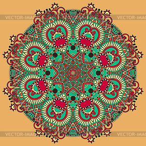 Circle lace ornament, round ornamental geometric - vector clipart