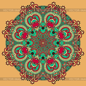 Circle lace ornament, round ornamental geometric - vector clipart
