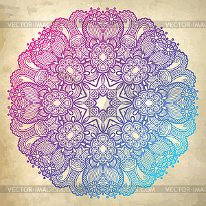 Flower circle design on grunge background with - vector clipart