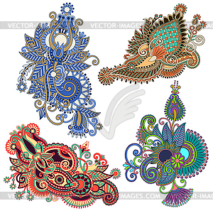 Оригинальный руки нарисовать линию искусства богато украшенные цветочным дизайном. - векторное изображение EPS