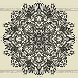 Circle lace ornament, round ornamental geometric - vector clip art