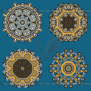 Circle ornament, ornamental round lace collection - vector image