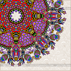 Ornamental template with circle floral background - vector image