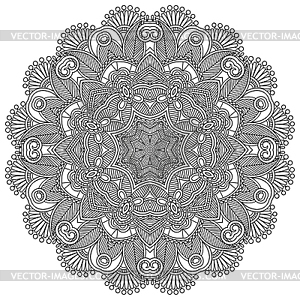 Circle lace black and white ornament - vector clip art