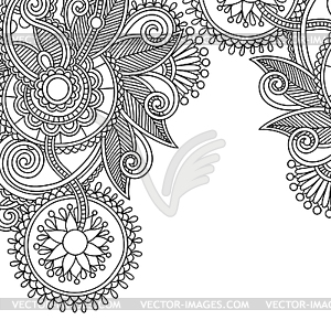 Vintage floral ornamental black and white card - royalty-free vector clipart