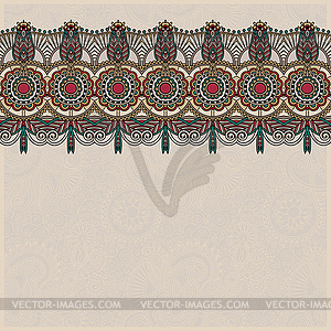 Ethnic ornate floral background with ornament stripe - vector image