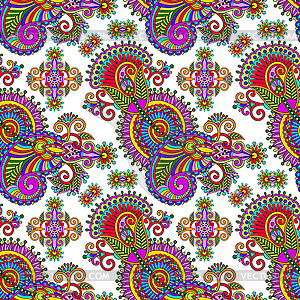 Ornate seamless flower paisley design background - vector clipart / vector image