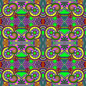 Geometry vintage floral seamless pattern - vector image