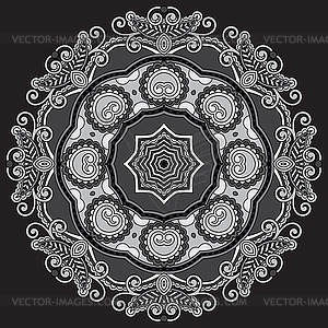 Circle grey lace ornament, round ornamental - vector clipart