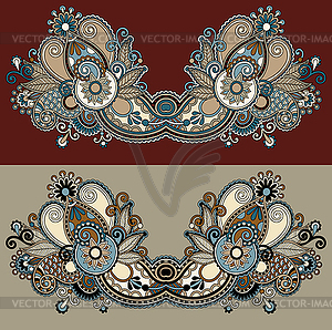 Neckline ornate floral paisley embroidery fashion - vector clipart