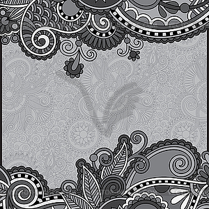 Grey vintage floral ornamental template on flower - vector clipart