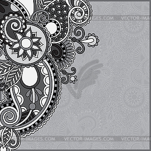 Grey vintage floral ornamental template on flower - vector image