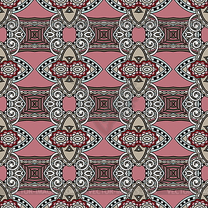 Geometry vintage floral seamless pattern - vector clipart
