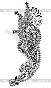 Black line art ornate flower design, ukrainian - vector clipart