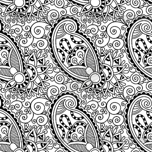 Black and white ornate seamless flower paisley - vector clipart