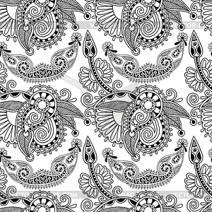 Black and white ornate seamless flower paisley - vector clip art