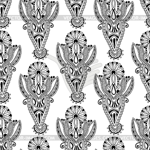 Black and white ornate seamless flower paisley - vector clipart / vector image
