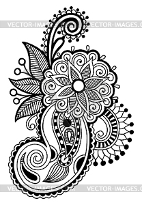 Black line art ornate flower design, ukrainian - vector clipart