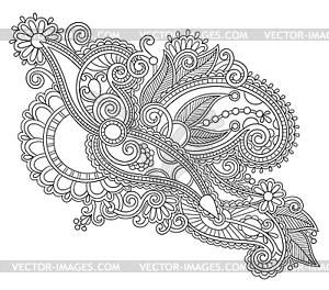 Line art ornate flower design - vector clip art