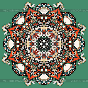 Circle lace ornament, round ornamental geometric - vector image