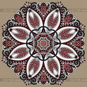 Circle lace ornament, round ornamental geometric - vector image