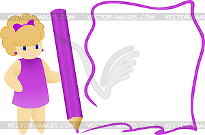 Girl with pencil - vector clip art