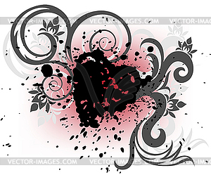 Black Heart of spray - vector image