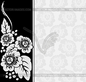 Gray flowers on black and white background - royalty-free vector clipart