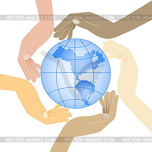 Planet in our hands - vector clip art