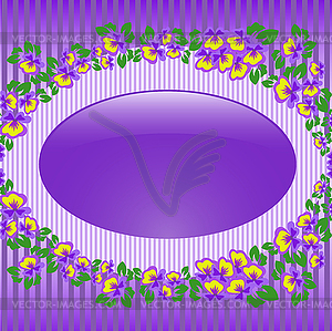 Oval frame with violets - vector clipart
