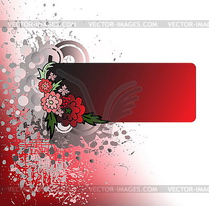 Spattered background with red flowers - vector image