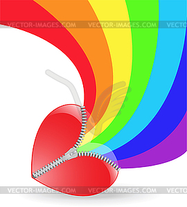 Heart with rainbow - vector image