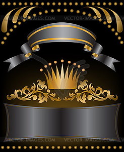 Gold crown with ribbons - vector image