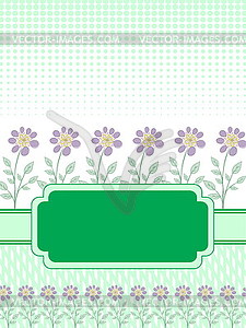Green banner with flowers - vector clip art