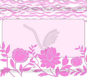 Кадр с розовыми цветами - векторный эскиз