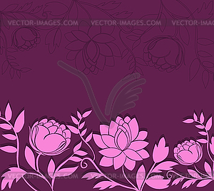 Dark background with pink flowers - vector image