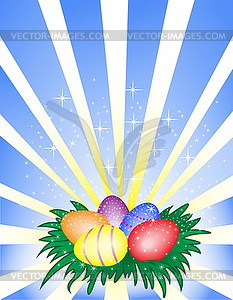 Easter eggs on shining background - vector clipart