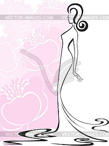 Woman in pink flowers - vector clipart