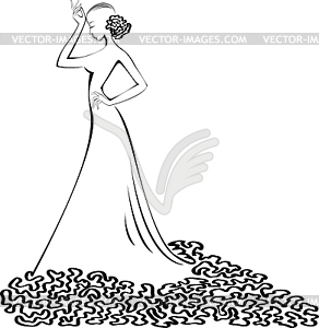 Silhouette of woman in ball gown - vector clipart